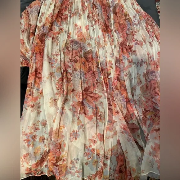 Zimmermann Devi Gathered Yoke Long Sleeve Chiffon Dress NWTsizeAU 2 ( US 8 )